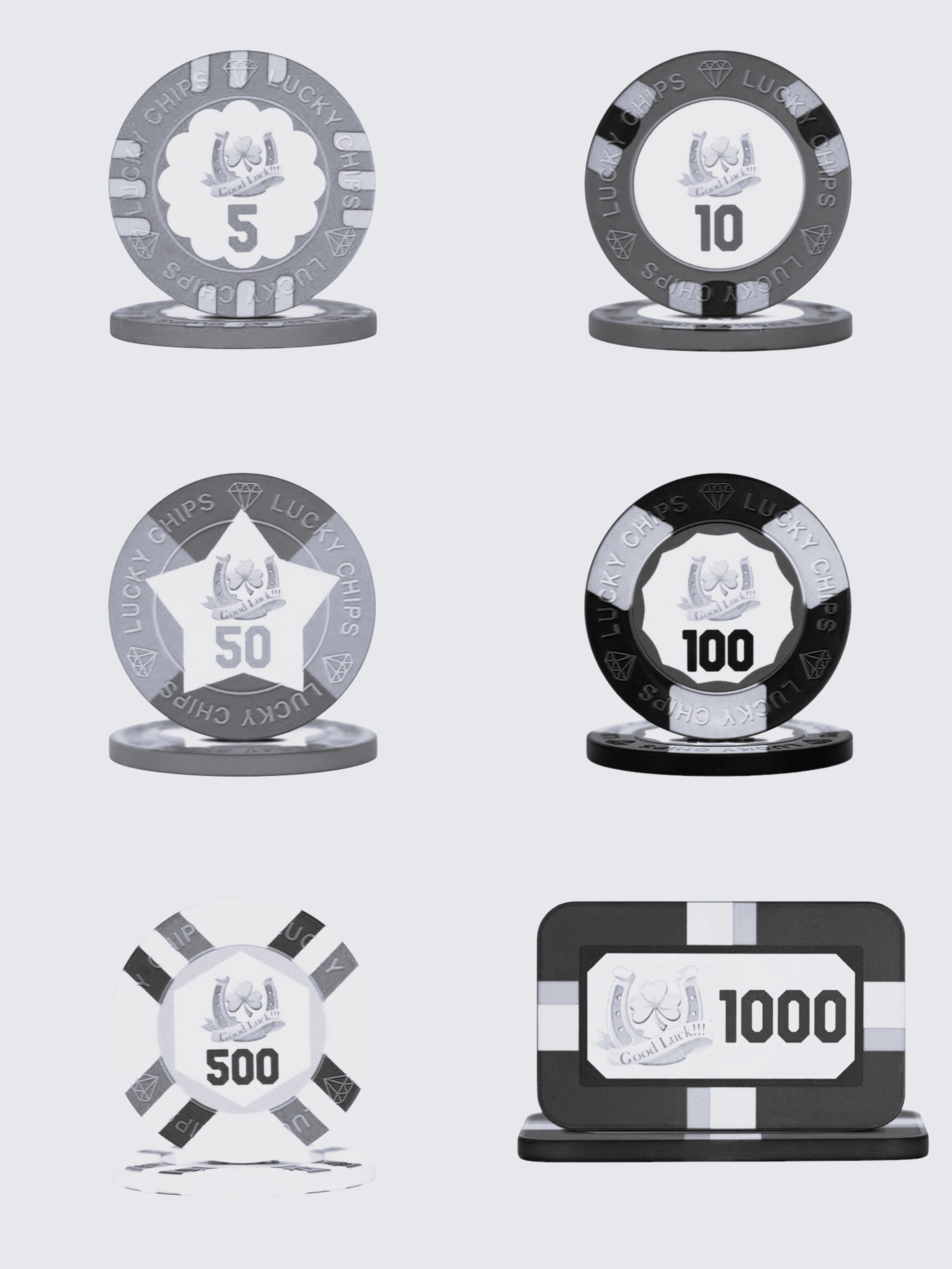 Good Luck Keramikchips exklusives 1000er Pokerchip Set mit Plaques